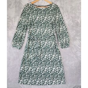 Boden Dress Womens Size 8 Medium Hunter Green White Pretty Paradise Floral Print